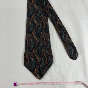 Countess Mara Silk Necktie Vintage Abstract Swirl Green Brown Men's Wide Tie